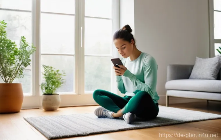 퍼스널트레이너의 워라밸 관리 - **Prompt: Peaceful Personal Trainer's Digital Detox Moment**
"A sophisticated personal trainer, ...