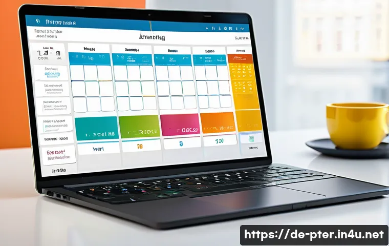 퍼스널트레이너의 스케줄 관리 소프트웨어 - A modern personal trainer&rsquo;s digital workspace showing an intuitive calendar interface on a sleek lap...