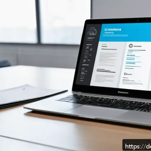 퍼스널트레이너 자기소개서 작성 팁 - A professional office scene showing a well-organized workspace with a modern laptop displaying a nea...